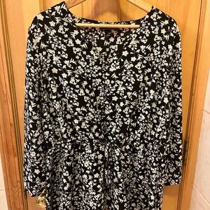 Lane Bryant Black and White Floral Print Top